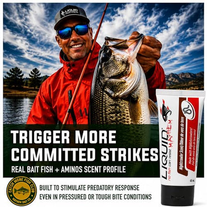 Liquid Mayhem Nightcrawler Fish Attractant Gel 60 ml / 2 oz · 60 Uses – Real Anchovy Bait & Aminos | UV-Enhanced Long-Lasting Gel – All Lure Types - size: 3-Pack