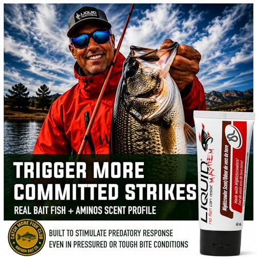 Liquid Mayhem Nightcrawler Fish Attractant Gel 60 ml / 2 oz · 60 Uses – Real Anchovy Bait & Aminos | UV-Enhanced Long-Lasting Gel – All Lure Types - size: 2-Pack