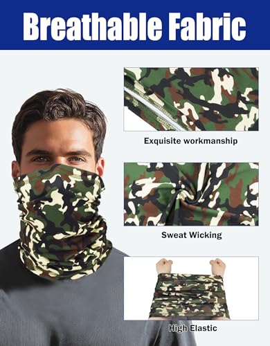 JHYWELL Cooling Neck Gaiter Face Mask, UV Protection Masks Gator, Windproof Bandana for Skiing, Fishing, Hiking, Cycling - color: Classic Camo