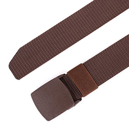 Mile High Life | Nylon Web Belt | Outdoor Military Belt | TSA Safe Buckle Plastic/Metal - color: Black-510brwon 2pc