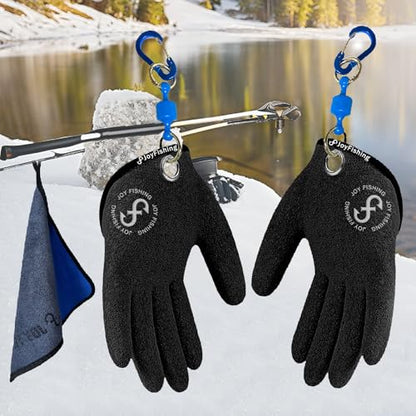 Professional Fishing Gloves,Catch Fish Gloves with Magnet Hooks, Anti-Slip Fishing Gloves Protects Hand (Black) - color: Left Right