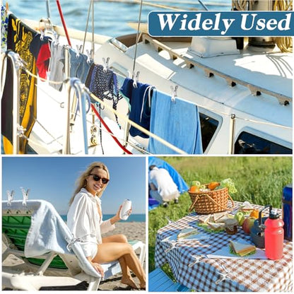 Hushee 8 Pack Marine Boat Rail Towel Clips Storm Proof Metal Large Clips Pontoon Boat Towel Organizer Heavy Duty Clothes Pins Outdoor Laundry for Beach Pontoon Fishing Cruise Travel