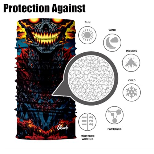 Obacle Bandana Face Mask Neck Gaiter Tube Mask Men Women for Sun Dust Protection - color: Skull Yellow Teeth