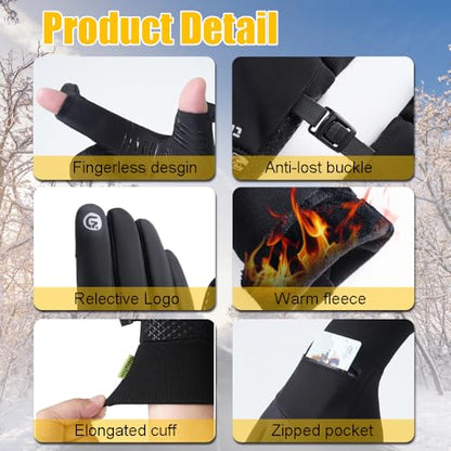 Winter Gloves for Men Women Waterproof Glove,Touchscreen Gloves Thermal Snow Gloves for Running Cycling - size: Large