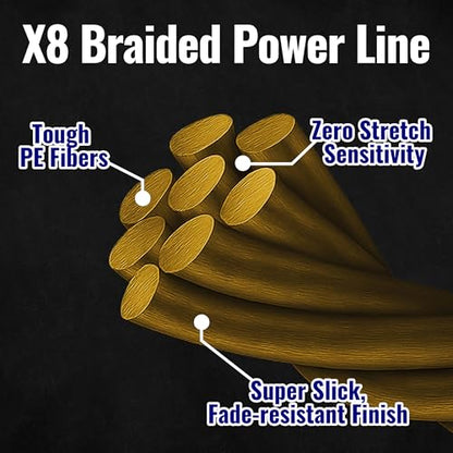 Braided Fishing Line X Zero Stretch Smooth Casting High Strength | Abrasion Resistant 100% PE X8 Super Braid for Saltwater Freshwater Bass Catfish Trout Carp Fishing - color: PE x8 GC, size: 40LB