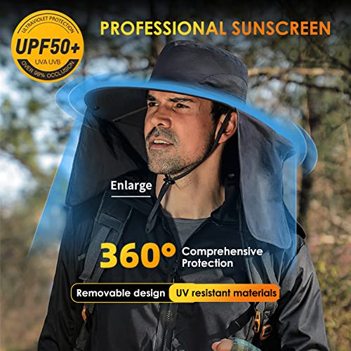 DOCVIT Fishing Hat for Men&Women,Outdoor UV Waterproof Wide Brim Bucket Hat,UPF50+ Sun Hat with Neck Flap - color: Green