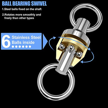 50 Pack Fishing Ball Bearing Swivels, Fishing Tackle Heavy Duty Black Nickel Terminal Tackle Barrel Swivels Leader Lures Connector Stainless Swivels Fishing Tackle - color: white
