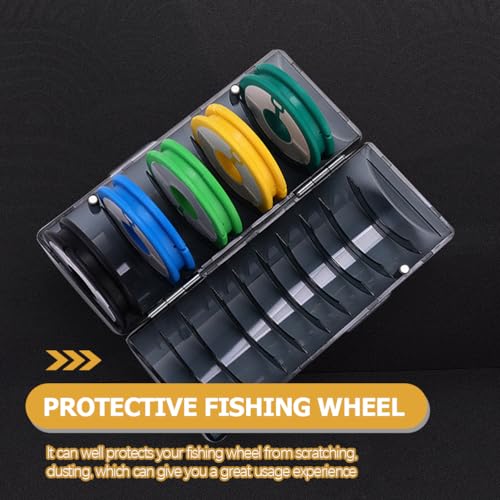 Happyyami Fishing Line Storage Box Spool Holder Portable Fishing Wheel Organizer Fishing Hook Holder Silicone Holder Fishing Tools Fishing Leader Storage Reel Fishing Supplies Abs