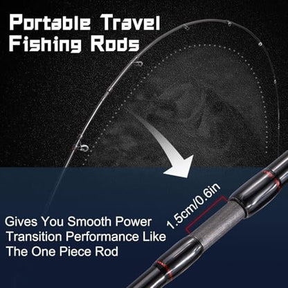 Sougayilang Fishing Rods, Spinning Rods and Casting Fishing Rods, with Full Carbon Fiber Handle, 24T Carbon Fiber 2PCS Fishing Pole for Long Casting Bass, Trout, Panfish - size: Spin-6'00''