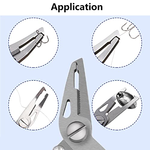 SagaSave Fishing Pliers Scissors Braid Cutters Lightweight Stainless Steel Fishing Tools Split Ring Pliers Hook Remover Multi-Tools Fishing Gripper