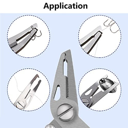 SagaSave Fishing Pliers Scissors Braid Cutters Lightweight Stainless Steel Fishing Tools Split Ring Pliers Hook Remover Multi-Tools Fishing Gripper