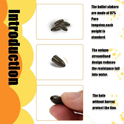 Croch 10 Pack Tungsten Fishing Weight for Bass Fishing Pitching and Flipping Sinker Size Sizes 1/8 1/4 3/8 3/16OZ - color: Green