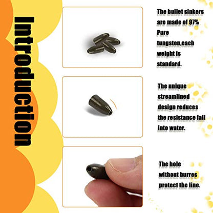 Croch 10 Pack Tungsten Fishing Weight for Bass Fishing Pitching and Flipping Sinker Size Sizes 1/8 1/4 3/8 3/16OZ - color: Green