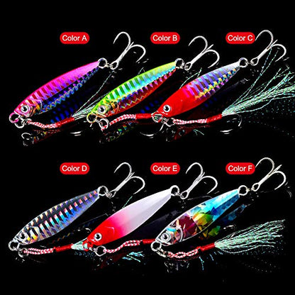Dyxssm Jigs Fishing Spoons Hard Lures Spinners Jigging Bait 7g 10g 15g 20g 30g (Pack of 6) - size: 20 g / 0.71 oz