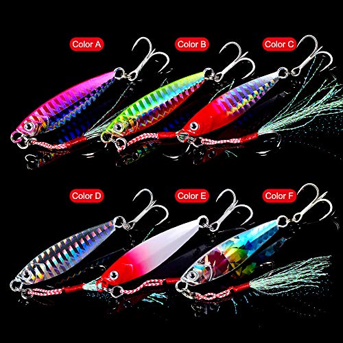 Dyxssm Jigs Fishing Spoons Hard Lures Spinners Jigging Bait 7g 10g 15g 20g 30g (Pack of 6) - size: 7 g / 0.25 oz