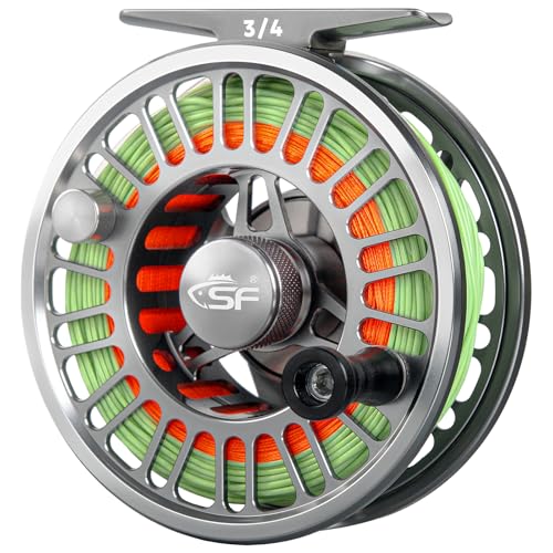 SF SF-003 Pro Fly Fishing Reel for Freshwater,CNC Precision Machining Process,Mid Arbor Design,Smooth Drag System,Lightweight Aluminum Body - size: 3/4wt, style: Gunmetal Gray Kt1