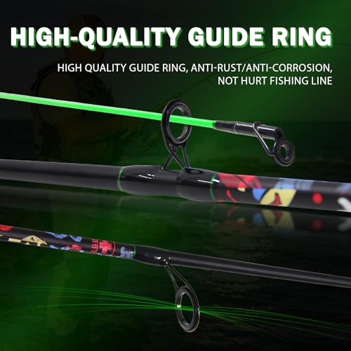 5’6" Ultra-Light Spinning Fishing Rod, Threaded Grip Gun Handle, Durable Composite Graphite & Glass Blank, Ceramic Line Guides, Sensitive Strike Detection for Freshwater & Inshore - size: HDSJZB18-6'0"