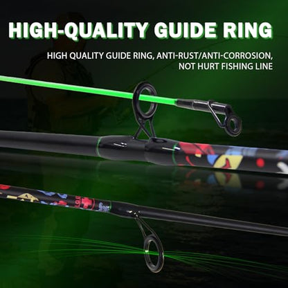 5’6" Ultra-Light Spinning Fishing Rod, Threaded Grip Gun Handle, Durable Composite Graphite & Glass Blank, Ceramic Line Guides, Sensitive Strike Detection for Freshwater & Inshore - size: HDSJZB198-6'6"