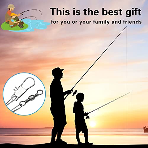 Benykyo Fishing Leader 40 lb High Strength Fishing Leaders with Swivels and Snaps，Steel Fishing Leaders Freshwater & Saltwater，Silver 60Pcs - size: 8"