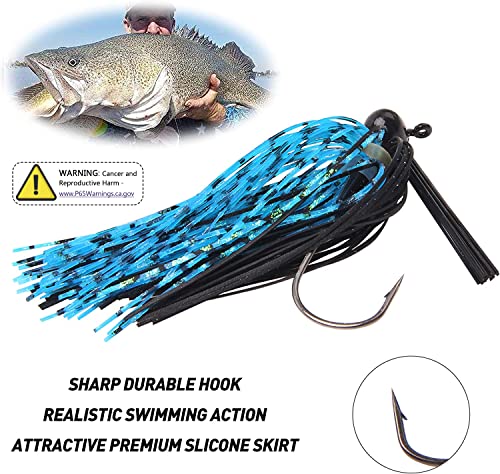 Bass Jigs Bass Fishing Lures Weedless Swim Jig Football Jig Finesse Jig Flipping Jig Fishing Jig Heads Fishing Lures for Bass Pike Walleye Muskie Crappie Sunfish Trout - size: 6pcs-1/4 oz, style: Football Jigs