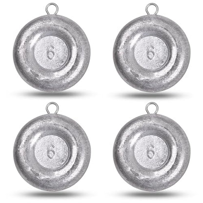 Disc Sinkers Fishing Weights, Coin Fishing Sinkers Weights Saltwater Surf Fishing Weights Bottom Drifting Trolling Catfishing Fishing Sinkers Saltwater Gear Tackle 1oz 2oz 3oz 4oz 5oz 6oz 8oz - style: 6 Ounce, 4 Pack