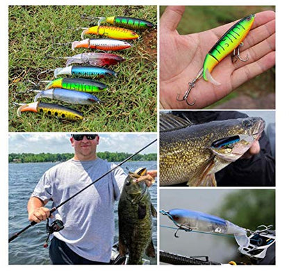 Fishing Lures Set Plopper Bass Lures with Floating Rotating Tail Artificial Hard Bait Swimbaits Slow Sinking Hard Lure Fishing Tackle Kits - color: Style C(10PC)
