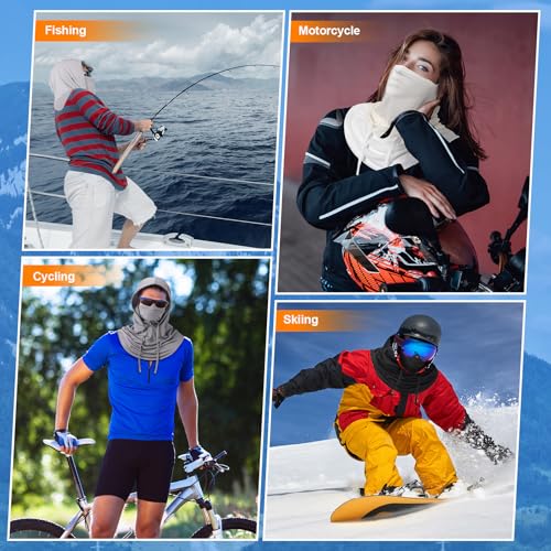 Funtery Summer Cooling Balaclava Mask, UV Protection Hood Mask Breathable Cycling Face Cover Full Head Scarf for Men Women - color: Black, White, Dark Grey and Light Grey