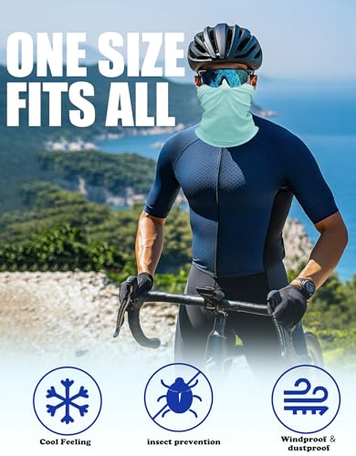 JHYWELL Cooling Neck Gaiter Face Mask, UV Protection Masks Gator, Windproof Bandana for Skiing, Fishing, Hiking, Cycling - color: Light Blue