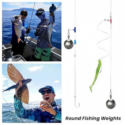 50Pcs Round Fishing Weights Sinkers Ball Fishing Weights Casting Drop Shot Sinkers Catfishing Sinkers Lead Weights Sinkers with Barrel Swivels for Saltwater Freshwater Fishing-(3.5-10g) - size: 3/16oz(5g)-50 Pack