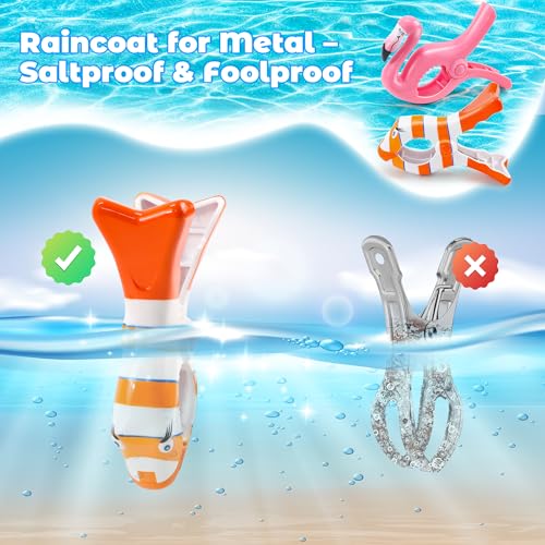 8 Pack Clips for Beach Chairs-Durable and Big Towel Clips, Peg Clips with Colorful Parrot and Pink Flamingo Shape, Creative Beach Towel Clip for Family Use, Portable During Travel. - style: Parrot+Flamingo+Fish+Slippers