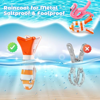 8 Pack Clips for Beach Chairs-Durable and Big Towel Clips, Peg Clips with Colorful Parrot and Pink Flamingo Shape, Creative Beach Towel Clip for Family Use, Portable During Travel. - style: Parrot+Flamingo+Fish+Slippers
