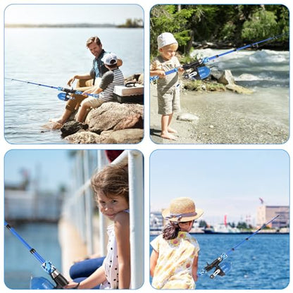 Kids Fishing Rod and Reel Combo, 47in/59inTelescopic Fishing Pole Portable Fishing Kits Lightweight with Fishing Lures Fishing Lines Fishing Hooks - color: Blue, size: 1.5m