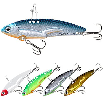 TRUSCEND Vibespinner Easy Catch Fishing Lures with BKK Hooks, Tail Spinner Baits with 4 Actions, Vibrating Swimming Flashing & Jigging for More Bites, Spoon Lures for Bass Trout Crappie Walleye Pike - color: C4-0.4oz-2.4"