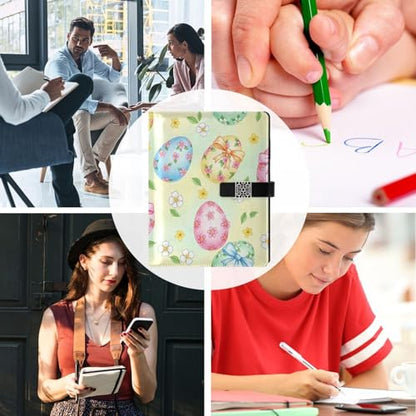 Easter Eggs Flowers Bows A5 PU Leather Refillable Binder,Business Notebook Travel Planner with Expandable Pockets,6-Ring,Pen Storage & Easy-Clean Surface for Daily Use - color: Easter Eggs Flowers Bows