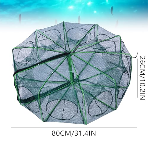 The Magic Foldable Fishing Trap, Folding Fishing Net，2024 Upgrade Auto-Foldable Strengthened Fishing Trap Net, Minnow Traps for Bait Fish，Fish Traps，Crawfish Trap，Minnow Trap - color: 10Holes