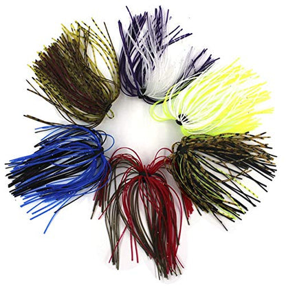 Silicone Jig Skirts DIY Rubber Fishing Jig Lures 12 Bundles 50 Strands Fishing Bait Accessories Spinnerbaits Buzzbaits Spoon Blade Squid Skirt Replacement Part, Fly Tying Material Color Random - size: 24 Bundles