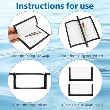 6 Pack Fishing Lure Hook Covers - Transparent PVC Water-Resistant Lure Wraps for Fishing Rod Tackle Organization