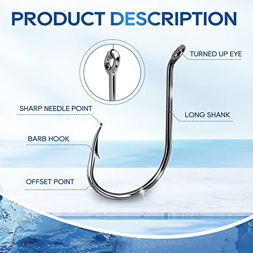 UCEC Fishing Hooks Octopus Hooks for Saltwater Freshwater High Carbon Steel Offset Circle Octopus Catfish Hooks for Catfish Trout Fishing Size 1/0 3/0 5/0, 50pcs/Box - size: 1/0