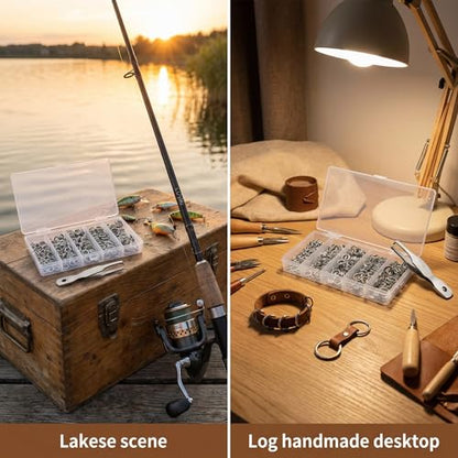 Fishing Split Rings Kit: 250pcs Heavy Duty Steel Fishing Lure Making Ring Fishing Hook Connector Tackle - color: Silver Split Mini Plier Set