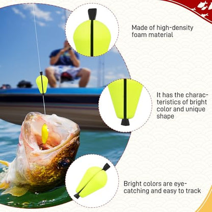30PCS Trout Floats Foam Teardrop Strike Slotted Fishing Bobbers Bright Floats Fly Fishing Strike Indicators for Trout Crappie, Walleye, Panfish Offshore Saltwater Freshwater - color: 30 Pieces