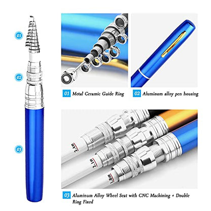 Lixada Fishing Rod Reel Combo Mini Pen Fishing Pole Kit Telescopic Fishing Rod Spinning Reel Combo Kit - color: Blue, size: 1.8 m