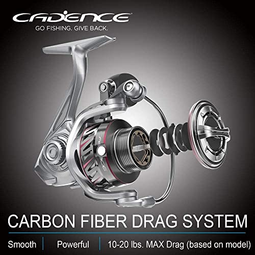 Cadence CS6 CS7 CS8 Spinning Reel, Ultralight Fast Speed Premium Magnesium Frame Fishing Reel with 10 Low Torque Bearings Super Smooth Powerful Fishing Reel with 36 LBs Max Drag & 6.2:1 Spinning Reel - style: Cs7-4000