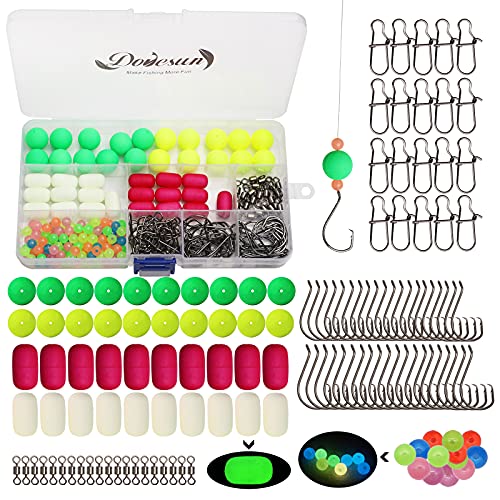 Dovesun 220/104/80/60/54/52/42pcs Pompano Rig Floats for Surf Fishing Foam Bobbers for Fishing Fly Fishing Bobbers Floats Bright Color Kit/Round/Cylindrical/Heart/Bullet/Pill/Spin Shape - color: Kit-220pcs