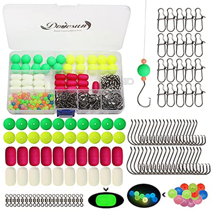 Dovesun 220/104/80/60/54/52/42pcs Pompano Rig Floats for Surf Fishing Foam Bobbers for Fishing Fly Fishing Bobbers Floats Bright Color Kit/Round/Cylindrical/Heart/Bullet/Pill/Spin Shape - color: Kit-220pcs
