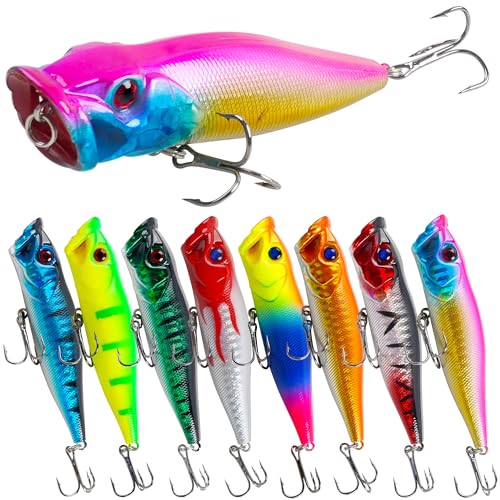 8PCS Fishing Lures Popper Lures Shadllow Deep Diving Swimbait Crankbait Fish Wobble Hard Fishing Baits for Bass Trout Freshwater and Saltwater Fish Tackles 3.54inch/4.0inch - color: 3.54inch - 8pcs