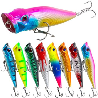 8PCS Fishing Lures Popper Lures Shadllow Deep Diving Swimbait Crankbait Fish Wobble Hard Fishing Baits for Bass Trout Freshwater and Saltwater Fish Tackles 3.54inch/4.0inch - color: 3.54inch - 8pcs