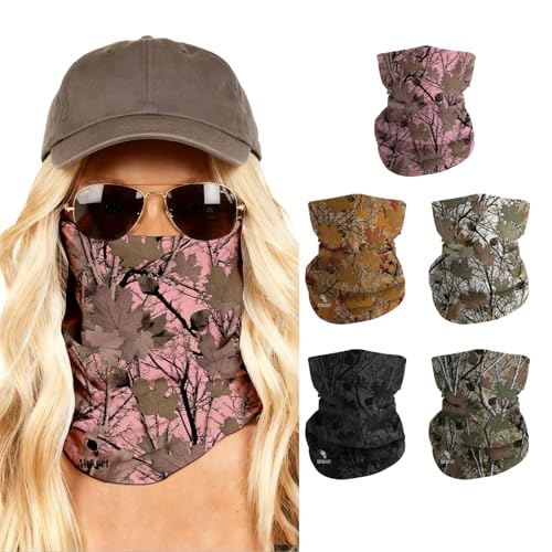 Breathable Neck Gaiter UPF 30+ Sun Protection Face Mask for Men & Women - color: 5pcs-leaves