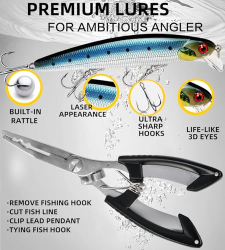 6PCS Fishing Lures for Freshwater or Saltwater,Topwater Fishing Lures, Multi Jointed Swimbaits, Amazing Fishing Gear Gifts for Family Fishing, Lifelike Slow Sinking Swimming