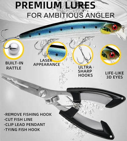 6PCS Fishing Lures for Freshwater or Saltwater,Topwater Fishing Lures, Multi Jointed Swimbaits, Amazing Fishing Gear Gifts for Family Fishing, Lifelike Slow Sinking Swimming