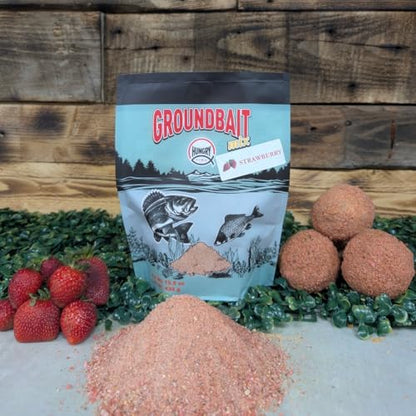 HungryFish Groundbait Fishing Chum Mix – Natural Fishing Bait for Carp, Catfish, Bluegill & Crappie – Strong Scent Trail, Fast Attraction, Safe for Lakes, Ponds & Rivers 15.5 oz (Strawberry)